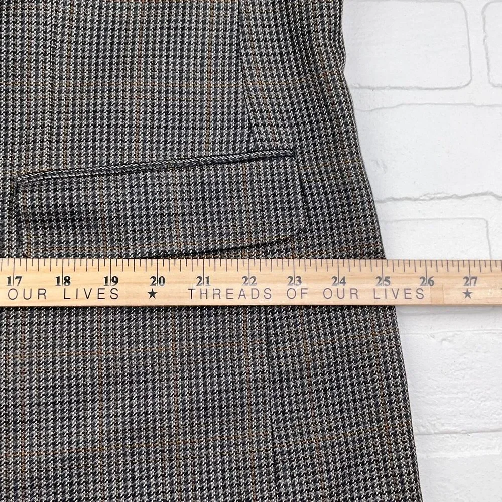 Chaps Blazer Men 48L‎ Gray Gold Prince Edward Plaid Silk Career Classic Party